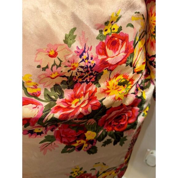 Women's Pink Floral Kimono Robe with Belt One Size - Picture 4 of 7
